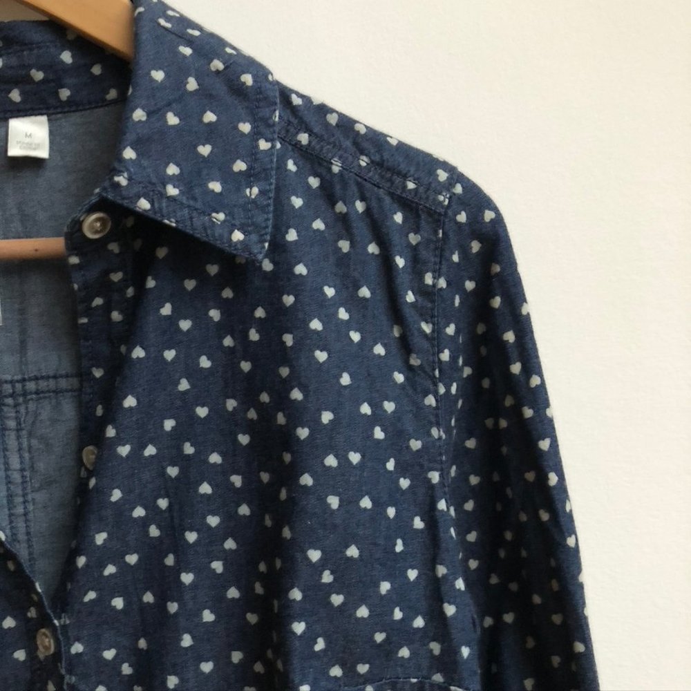 lc lauren conrad | heart pattern button down shirt